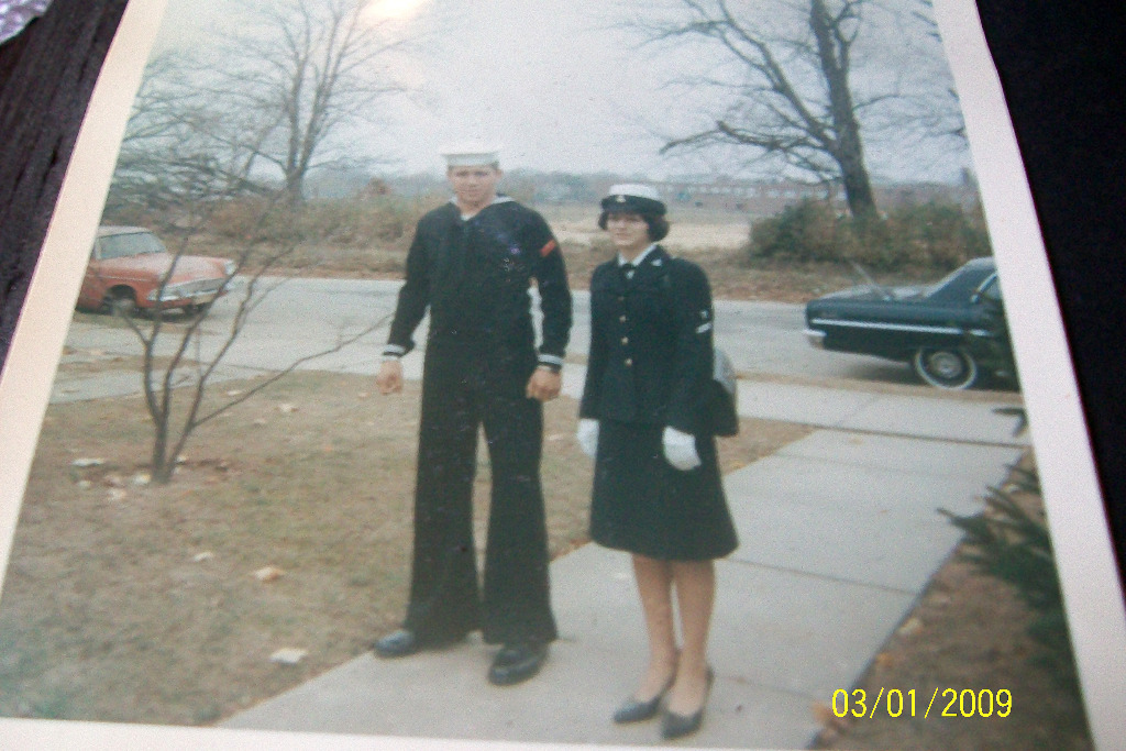 Bill Taylor and Fran (Picard) Citadino

I was home on leave after graduating from Boot Camp in Bainbridge, Md., before going to NTC San Diego for Dental Tech. A school.  After graduating from DT school, I was assigned to National Naval Medical Center, Bet